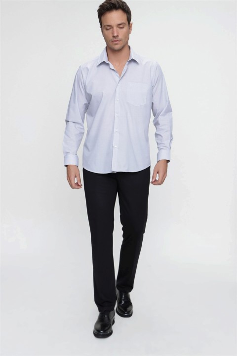Men's A.Blue Basic Regular Fit Comfy Cut Solid Collar Long Sleeved Shirt With Pocket 100350669