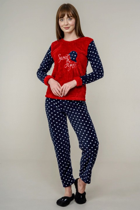 Pajamas - Women's Polka Dot Detailed Pajamas Set 100342498 - Turkey