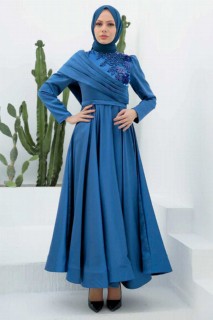 Evening & Party Dresses - فستان سهرة حجاب أزرق نيلي 100339556 - Turkey