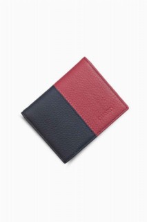Men Shoes-Bags & Other - Matte Navy/Red Leather Men's Wallet 100345725 - Turkey