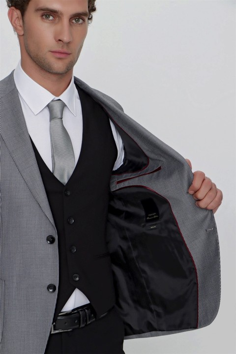 Men's Black Silverado Combined Vest Slim Fit Slim Fit 6 Drop Suit 100350988