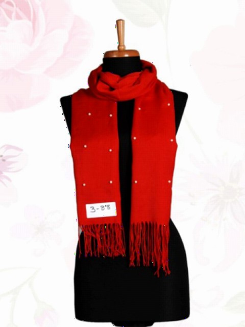Pashmina with Pearl - Rouge vif(2) / code : 3-88 - Turkey