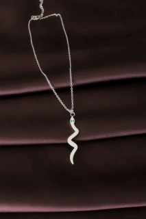 Snake Figured Silver Color Steel Woman Necklace 100327496