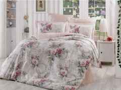 Bedding - Clementina Bettbezug-Set für Doppelbett, getrocknete Rose 100260206 - Turkey