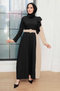 Clothes - Beige Hijab Dress 100341214 - Turkey