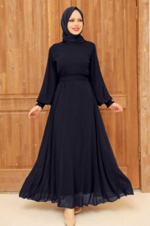 Evening & Party Dresses - Robe hijab bleu marine 100340769 - Turkey