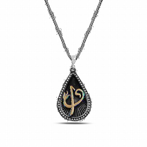 Other Necklace - Damla Elif Vav Motif Women's Silver Necklace 100347413 - Turkey