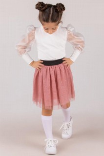 Kids - Girl's Organza Sleeve Glittery Powder Skirt Suit 100327196 - Turkey