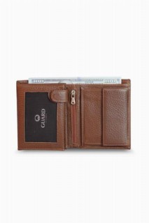 Multi-Compartment Vertical Tan Leather Men's Wallet 100345295