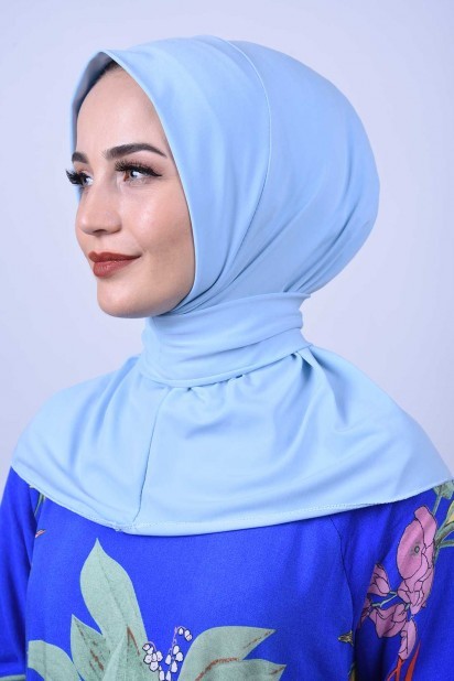 Ready to wear Hijab-Shawl - Snap Fastener Scarf Shawl Baby Blue 100285605 - Turkey