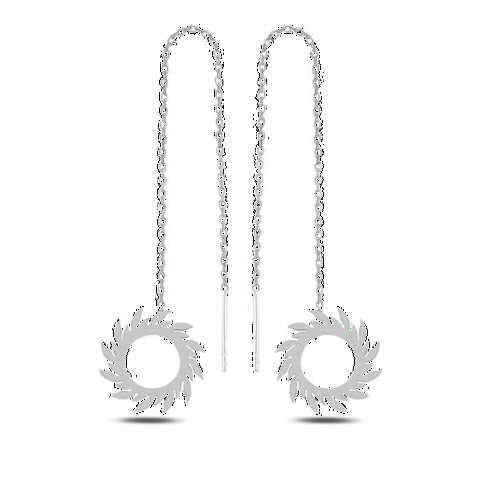 Jewelry & Watches - Sliding Saw Dangle Women's Silver Earrings Silver 100346702 - Turkey